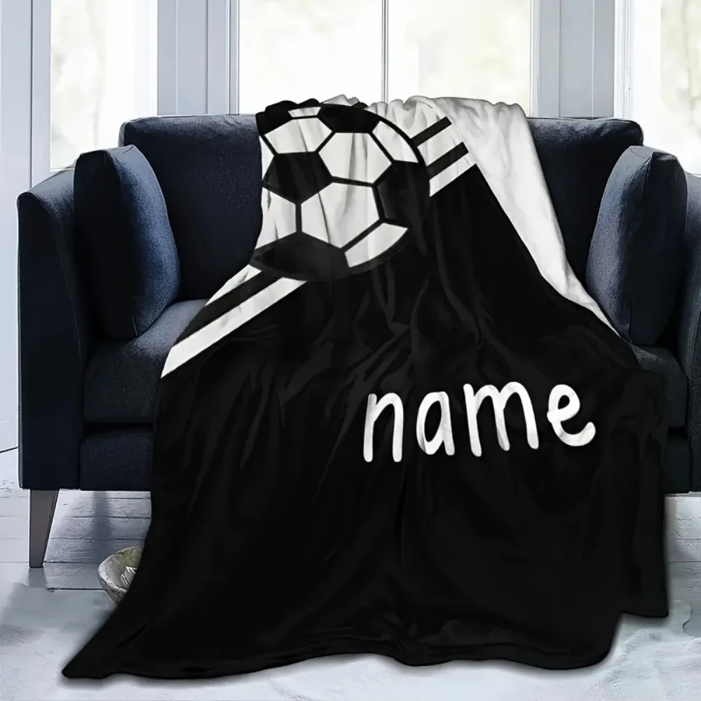 Cobertor de flanela personalizado com estampa de futebol, cobertor macio e quente personalizado de flanela com estampa digital, sofá, cama, viagem, 1 peça