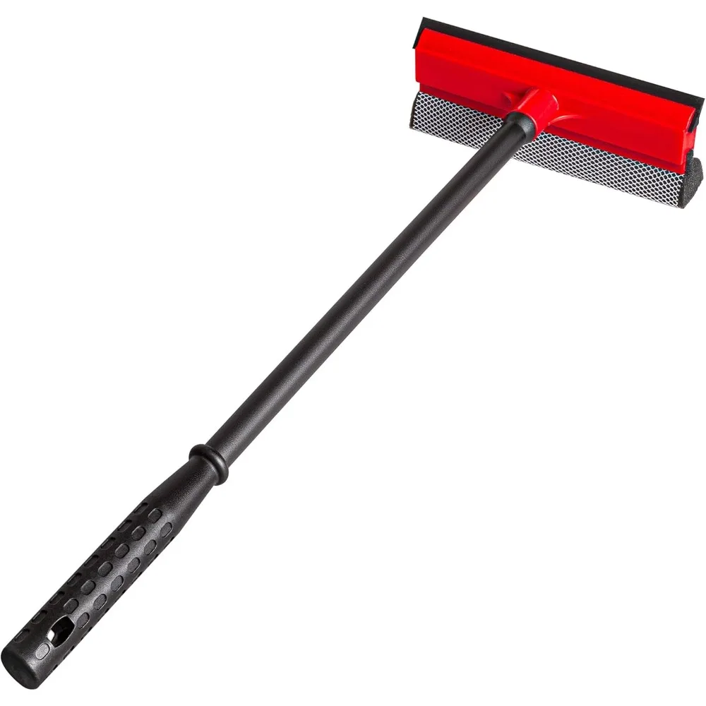 

Скребок для окон автомобиля 2-в-1: ручка 17,5 дюймов, мягкая резиновая лопасть 8 дюймов, впитывающая губка для очистки лобового стекла, стекол на АЗС и в душевых кабинах