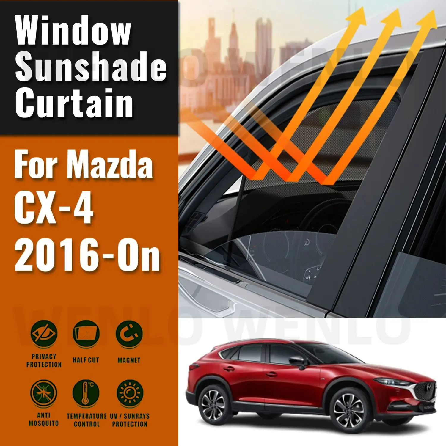 Parasol magnético para coche, marco de parabrisas delantero, cortina, ventana lateral trasera, visera para Mazda CX-4, 2016-2020, 2021, 2022