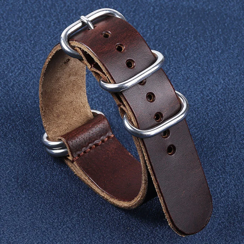 Bracelets de montre vintage en cuir véritable 18mm 20mm 22mm, faits à la main, en cuir de vachette, pour hommes et femmes, marron, noir, vert, bracelet de remplacement