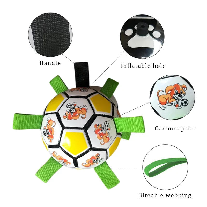KOMMILIFE Interactive Football Toy For Dogs Outdoor Training Soccer Pet Dog Toys Dog Bite Chew Toy Medium Large Dog Ball Toys view 2