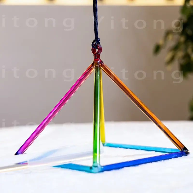 STAR LIN KUP 12 Inch Rainbow Blue Quartz Crystal Singing Pyramid Chakra Balancing Yoga Meditation Sound Healing Instrument