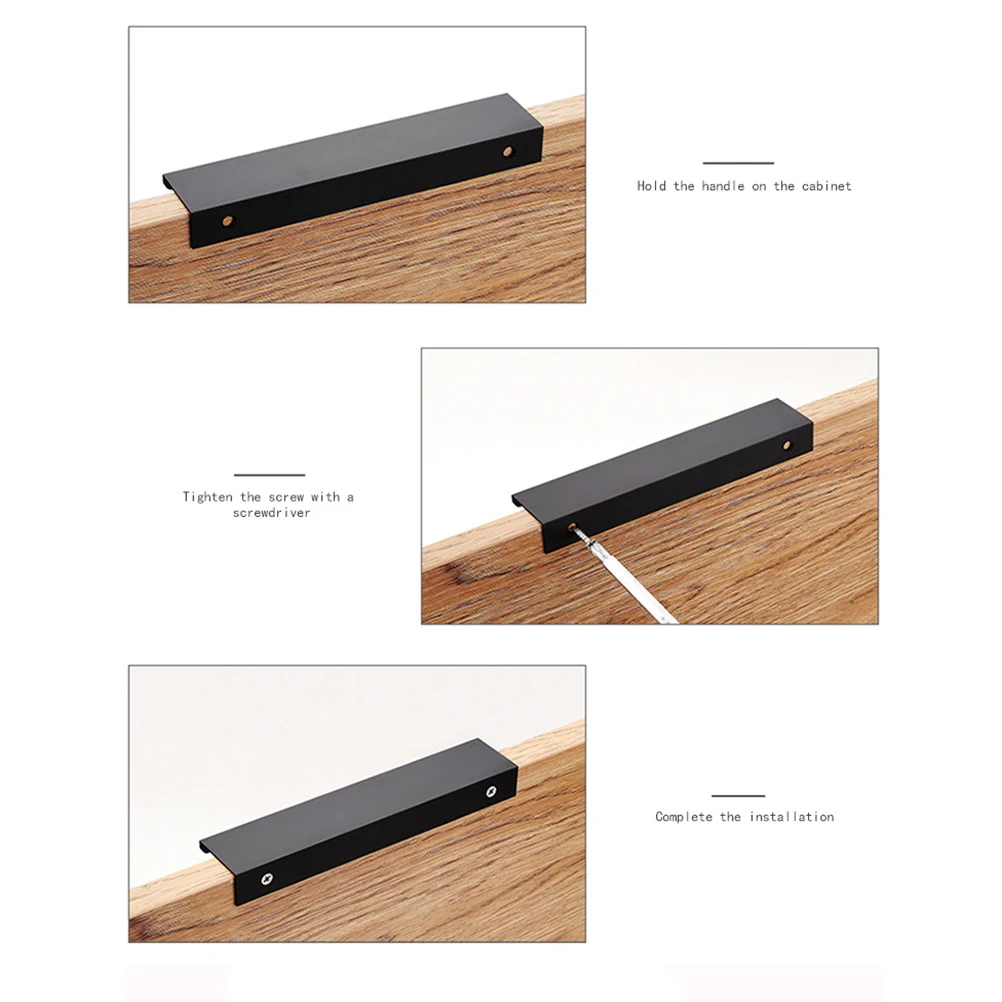 

3Pcs 150mm Modern Minimalist Hidden Cabinet Handles Durable Kitchen Wardrobe Pulls Black Hidden Cabinet Handle