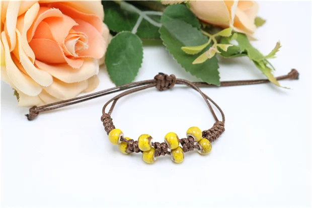 Delicate Ethnic Style High Quality Original Ceramic Beads Bracelet Adjustable Handmade Porcelain Beads Rope #1361