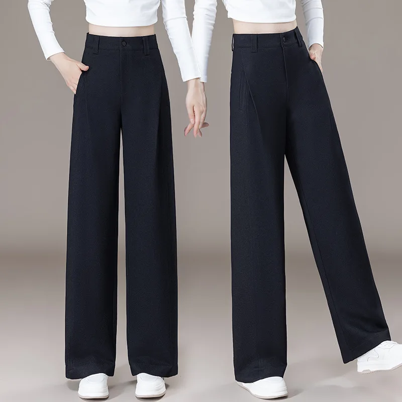 

Autumn New High-Waisted Draped Wide-Leg Pants for Women Loose Wrinkle-Resistant Slimming Wide-Leg Pants Casual Pants Women's Tro