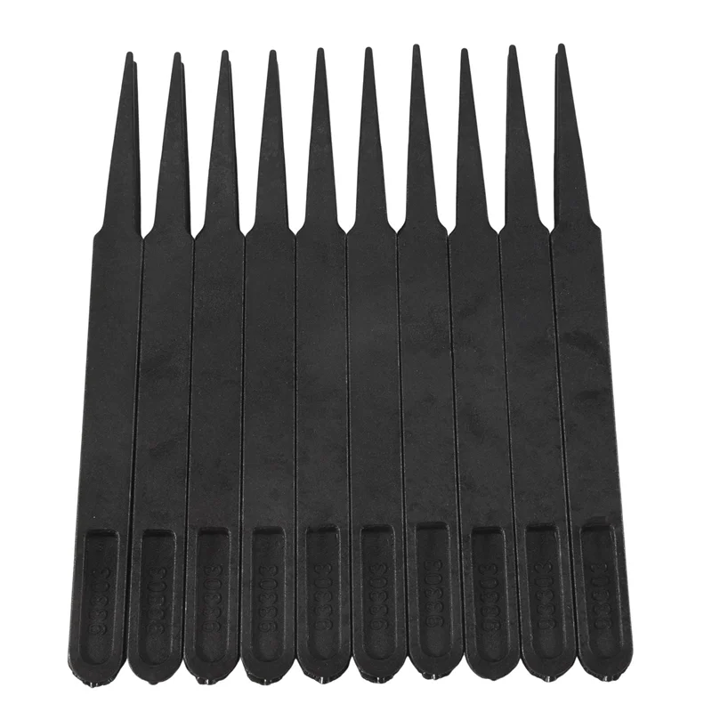 

AWAH Industries Round Tip Straight Plastic Anti-Static Tweezers Black 10Pcs