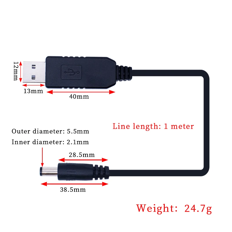 XCW USB power boost line DC 5V to DC 5V 9V 12V Step UP Module USB Converter Adapter Cable 2.1x5.5mm Male Connector Converter