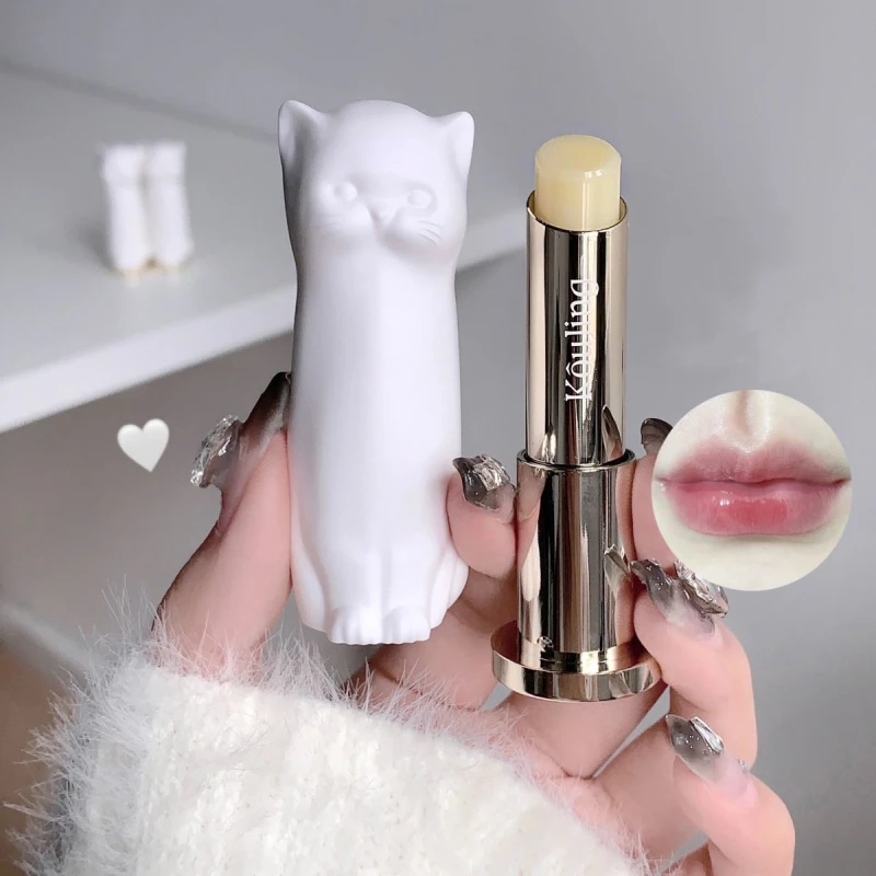 Cute Cat Lipstick Colorless Couple Balck White Moisturizing Refreshing Lasting Lip Base Primer Korean Day Night Lip Cosmetics