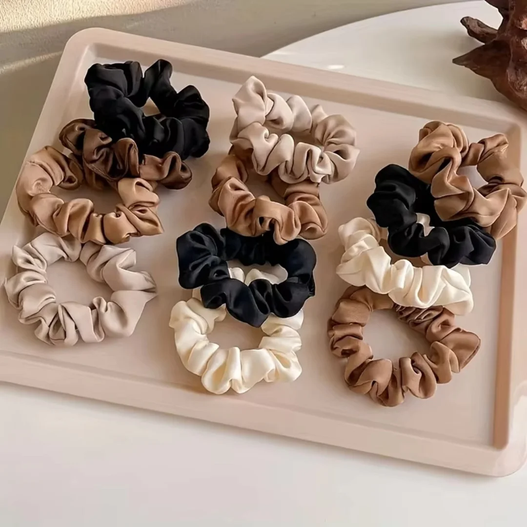 5PCS Satin Hair Scrunchie Exquisite Hair Tie Fabric Hair Elastic Women Ponytail Headband Fashion Korean French Hair Ring Jewelry view 3