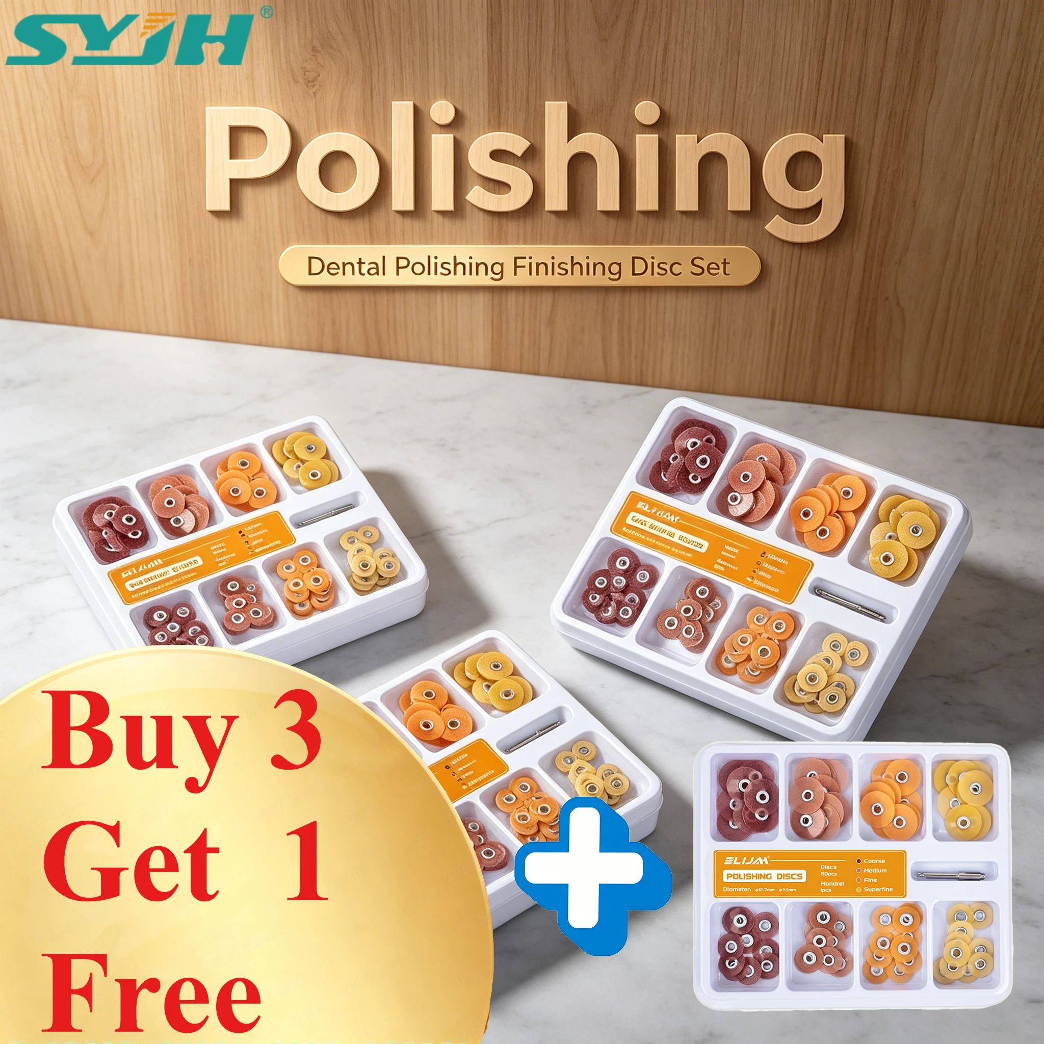Dental Finishing Sanding Discs Kit with Mandrel Wear Resistant Gross Reduction Disc for Ceramic Restoration Polishing Lab Tools