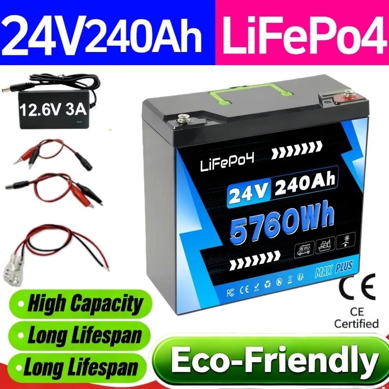 

LiFePO4 Battery 24V 240Ah with Built-in BMS, 8000+ Cycles,✨Perfect for Solar Power Systems,RVs, Marine Vessels, Off-Road Trips