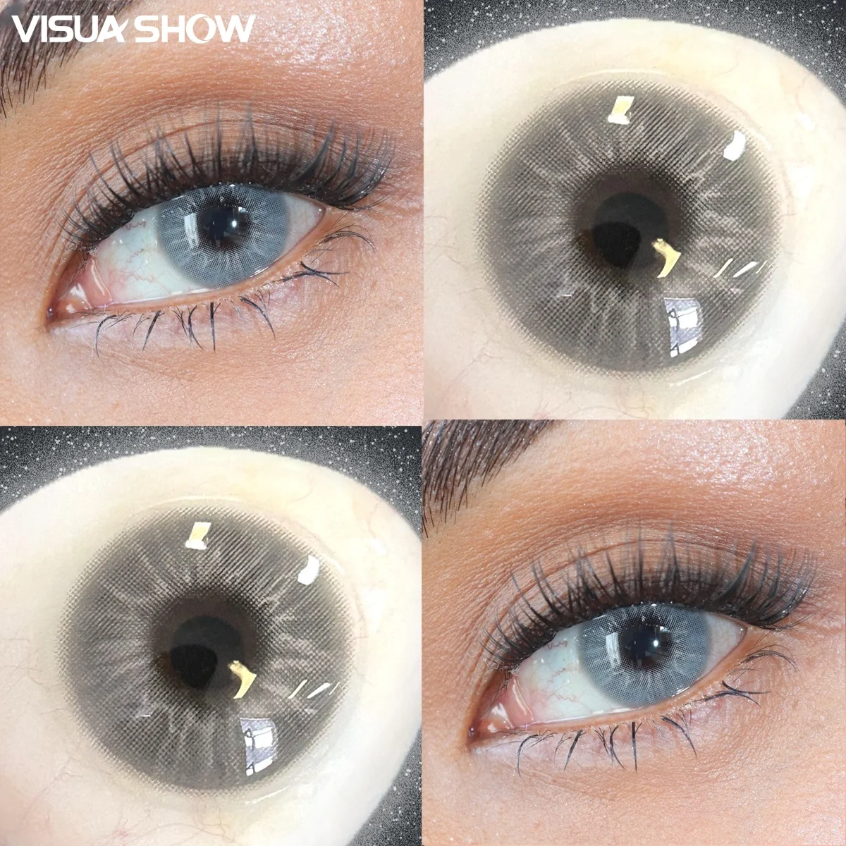 VISUASHOW 1 Paar graue Kontaktlinsen, kleine Pupille, halbjährlich verwendbare, farbige Kontaktlinsen zur Augenvergrößerung für Beauty, Cosplay und Make-up – Detail 12