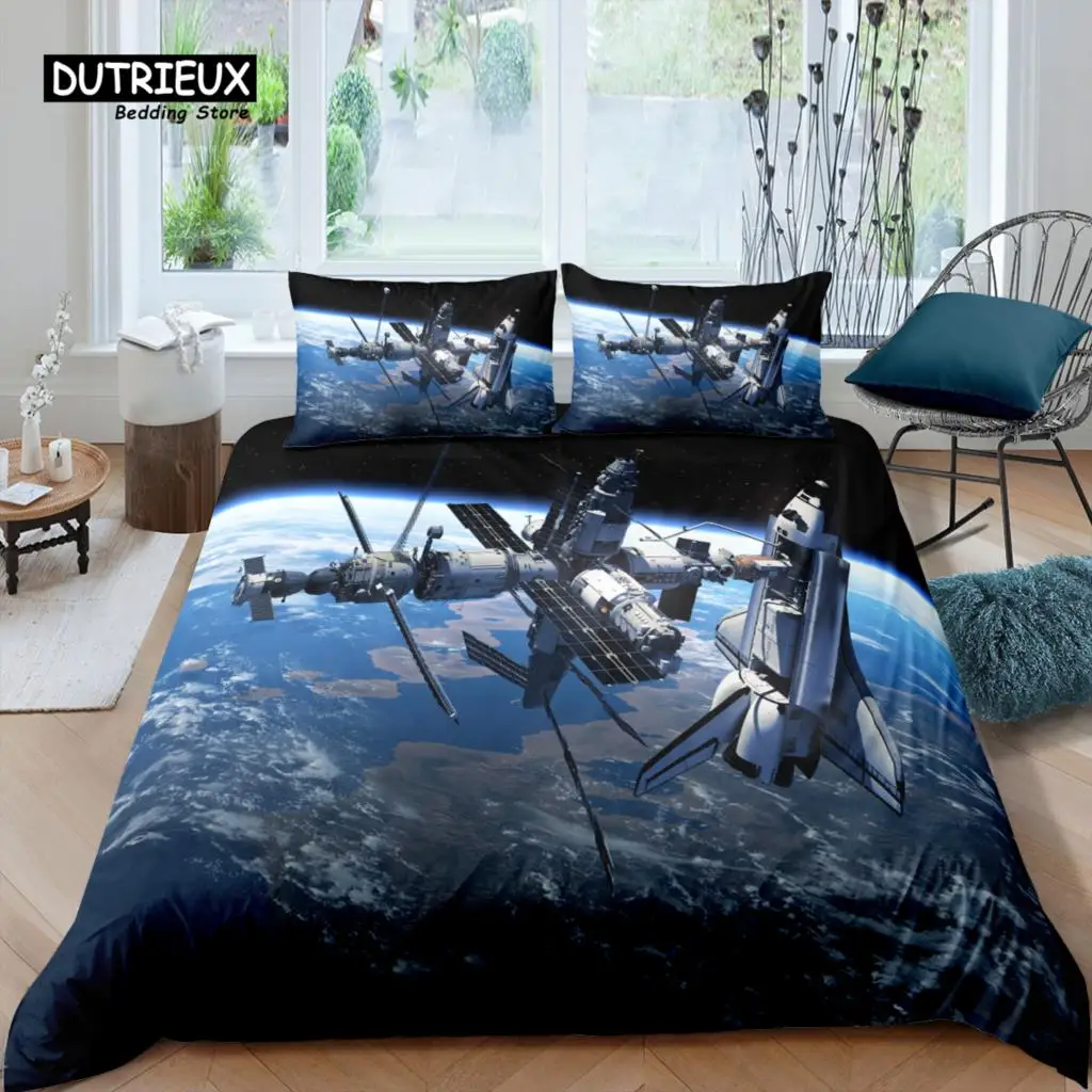 

Home Living Luxury Space Station Bedding Set Spaceship Duvet Cover Pillowcase Queen and King EU/US/AU/UK Size Comforter Bedding