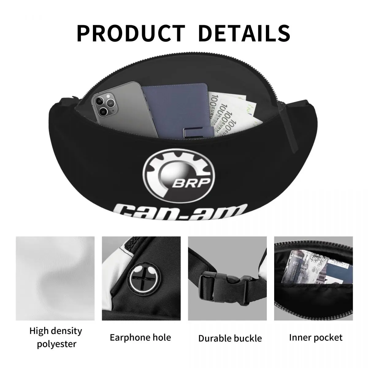 BRP ATV Can Am Fanny Bag Custom Crossbody Waist Pack Men Women Cycling Camping Phone Money Pouch