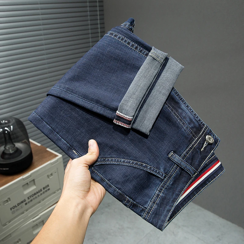 Oversized Jeans Voor Heren Met Losse Pasvorm En Rechte Pasvorm, Trendy En Eenvoudig Casual, Gewassen En Veelzijdig, Plus Dikke Broeken