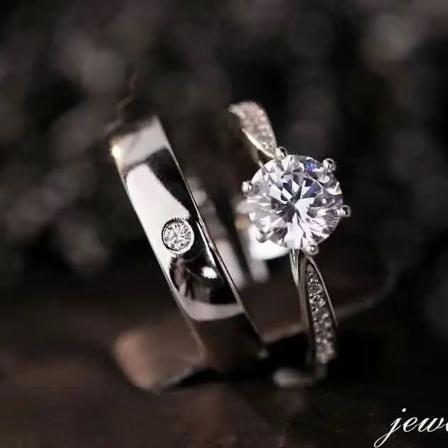 

D Color VVS1 Moissanite Ring 1CT 2CT Round Cut 925 Sterling Silver Engagement Wedding Band for Women GRA Certified HJZDJ