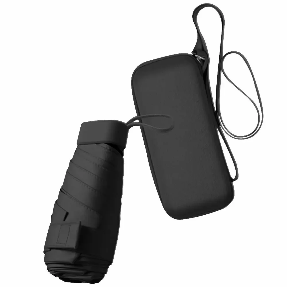 مظلة شمسية صغيرة للسفر مع غطاء مظلة، مدمجة ومحمولة، واقية من الشمس ومظلة شمسية مقاومة للرياح