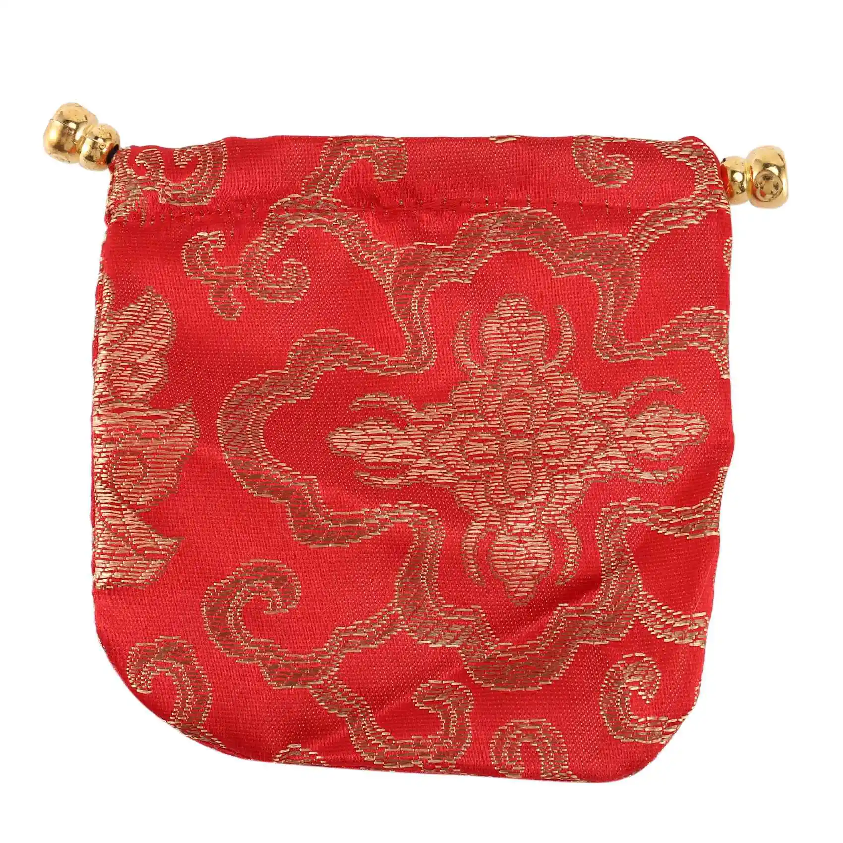 Bolsa de joias de brocado de seda 24 peças, bolsa de moedas com cordão, conjunto de valor de bolsa de presente F