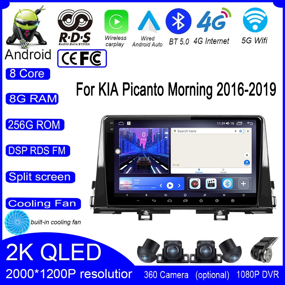 

9 Inch For KIA Picanto Morning 2016 2017 2018 2019 Car Multimedia Radio Android Auto Navigation Carplay Bluetooth Player