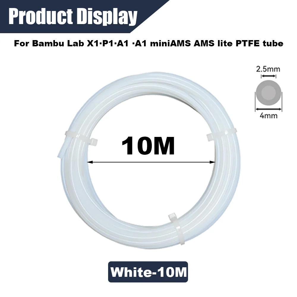 PTFE Rohr 2,5mm ID×4mm OD 5M für Bambu Lab X1/X1C/P1P/P1S/A1/A1 mini/AMS/AMS lite, mit Schneidwerkzeug & Steckverbindern, 3D Druck Schlauch