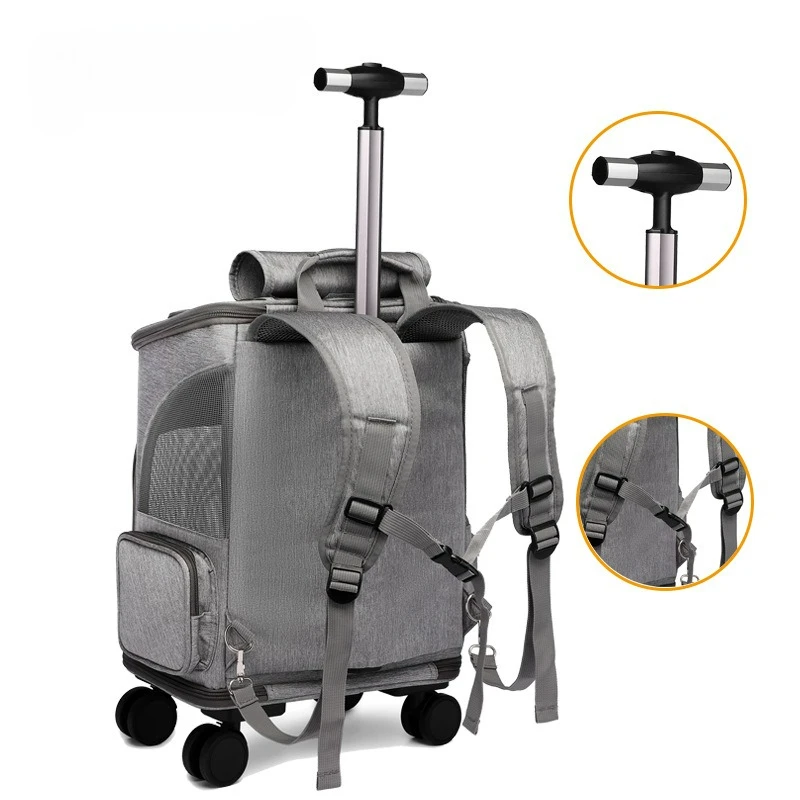 Cat Pet Rolling Backpack Convenient Cat Carrier for Pets When Out and About Suitcases Breathable Folding Cat Backpack