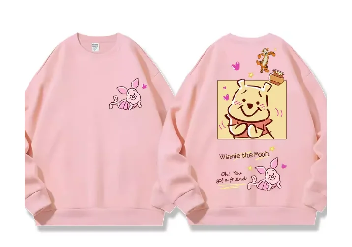 Disney Winnie The Pooh Joint Sweater Damen Rundhalsausschnitt Herbst und Winter Zweidimensionale Animation Periphere Kleidung Lose Mantel