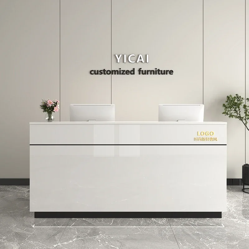 Luxury Modern Reception Desks Outfit Shop Nordic Beauty Salon Podium Cashier Desk Service Salon Furniture Balcão Recepção FYRD