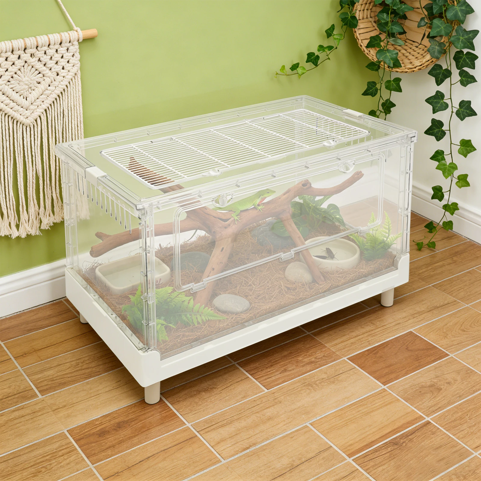 Large Hamster Cage Stackable Small Animal Habitat, Clear View Mouse House with Skylight, Easy Clean Portable Pet Cage for Guinea Pig Degu