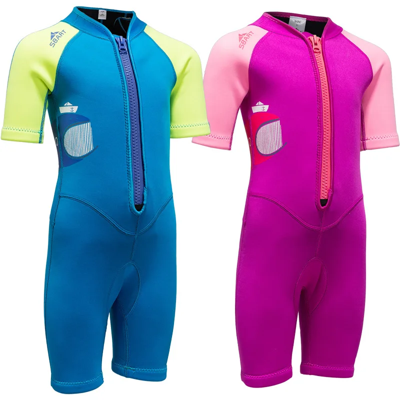 

Boys Girls Wetsuit Diving Suit 2MM Neoprene Swimsuit Short Sleeve Surfing Jellyfish Clothing Swimwear For Cold Water