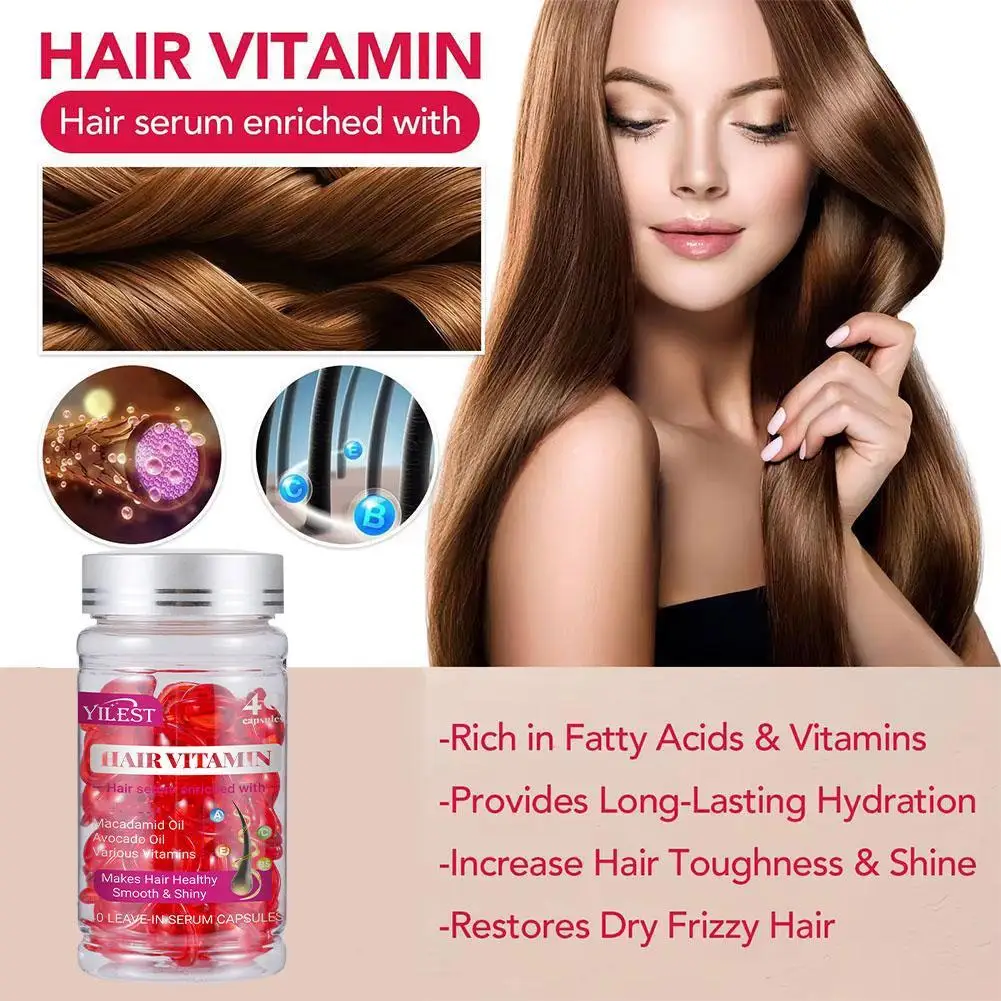 40pcs Vitamin Hair Care Essence Oil Capsules No-wash Nourish Scalp Anti-loss Anti-frizz Smooth Repair Damaged Hair Conditioner