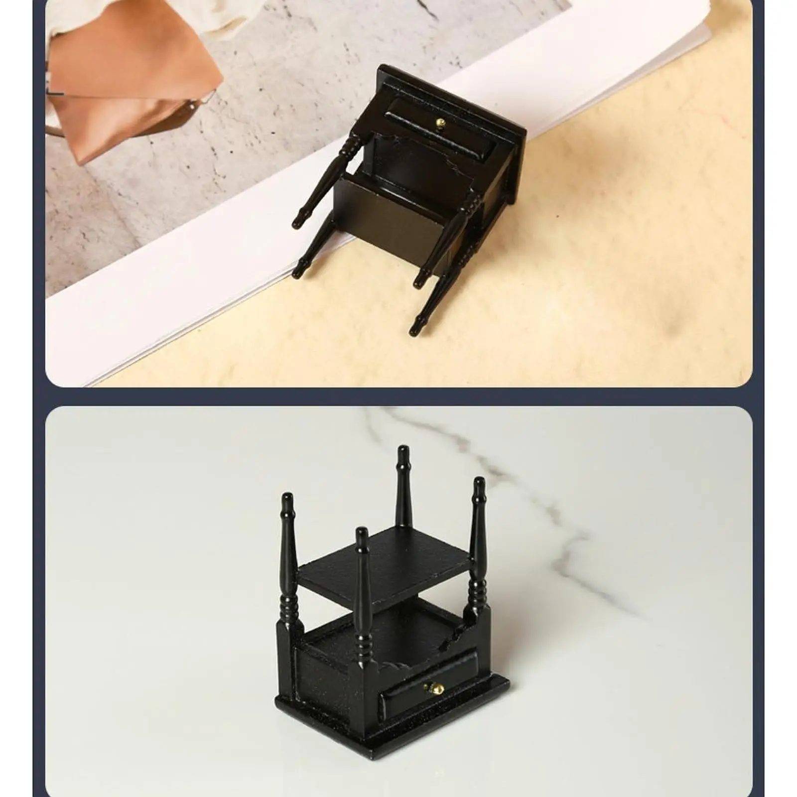 1 12 poppenhuis miniatuur houten nachtkastje slaapkamerkast mini-meubeldecor voor doe-het-zelf poppenhuisaccessoires