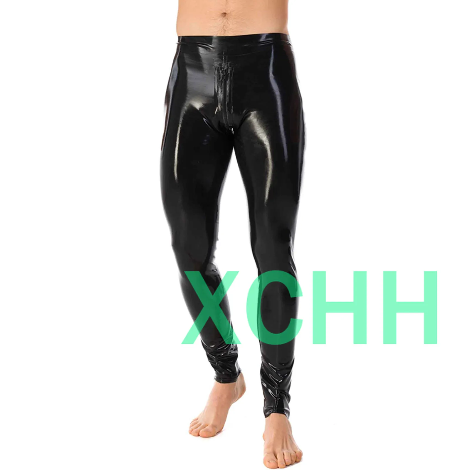 

Latex Pants with Crotch Zip Rubber Handmade Black Halloween Cosplay Costumes