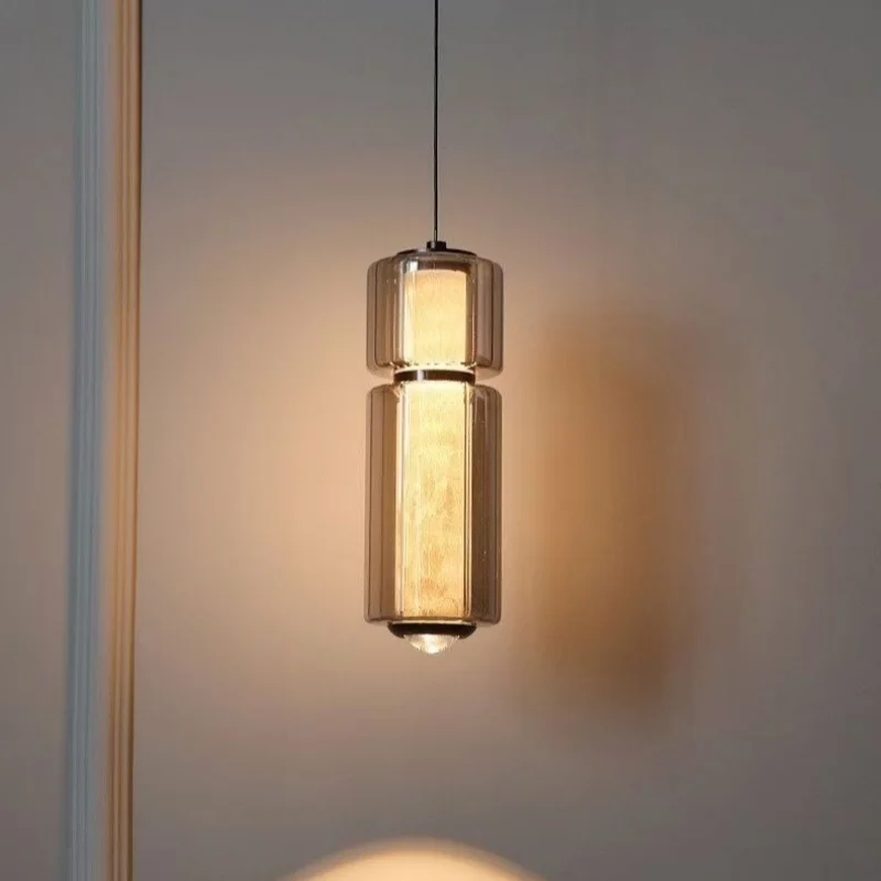 Nordic Creative Marble Glass Pendant Light Personalized Simple Bedroom Bedside Lamp for Dressing Room Decorative Lighting