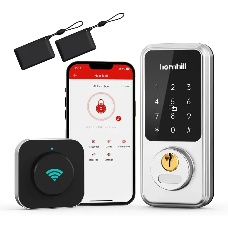 Wi-Fi & Bluetooth Smart Lock, Keyless Entry Smart Front Lock, Hornbill Touch Screen Keypads, App Control, Auto Lock