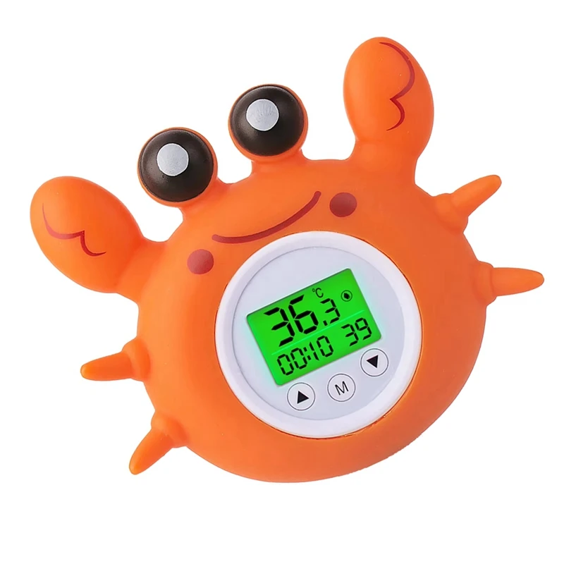 Kids Bath Thermometer With Room Temperature Tri-Color Backlit Display Fahrenheit And Celsius Safety Floating Bath Toy