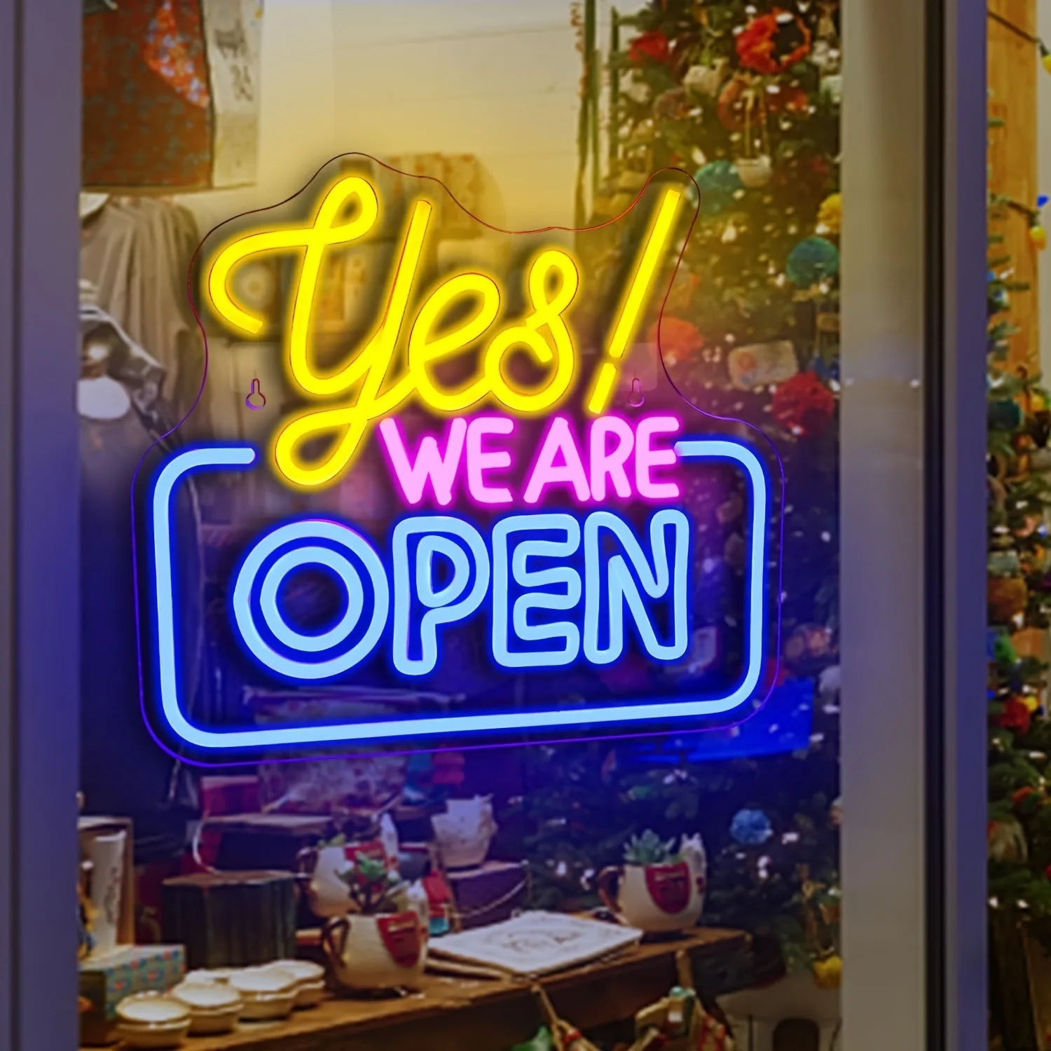 yes we are open neon commercial sign decoration bright led lights usb wall mountable plastic sign for bar store cafe multipurpos