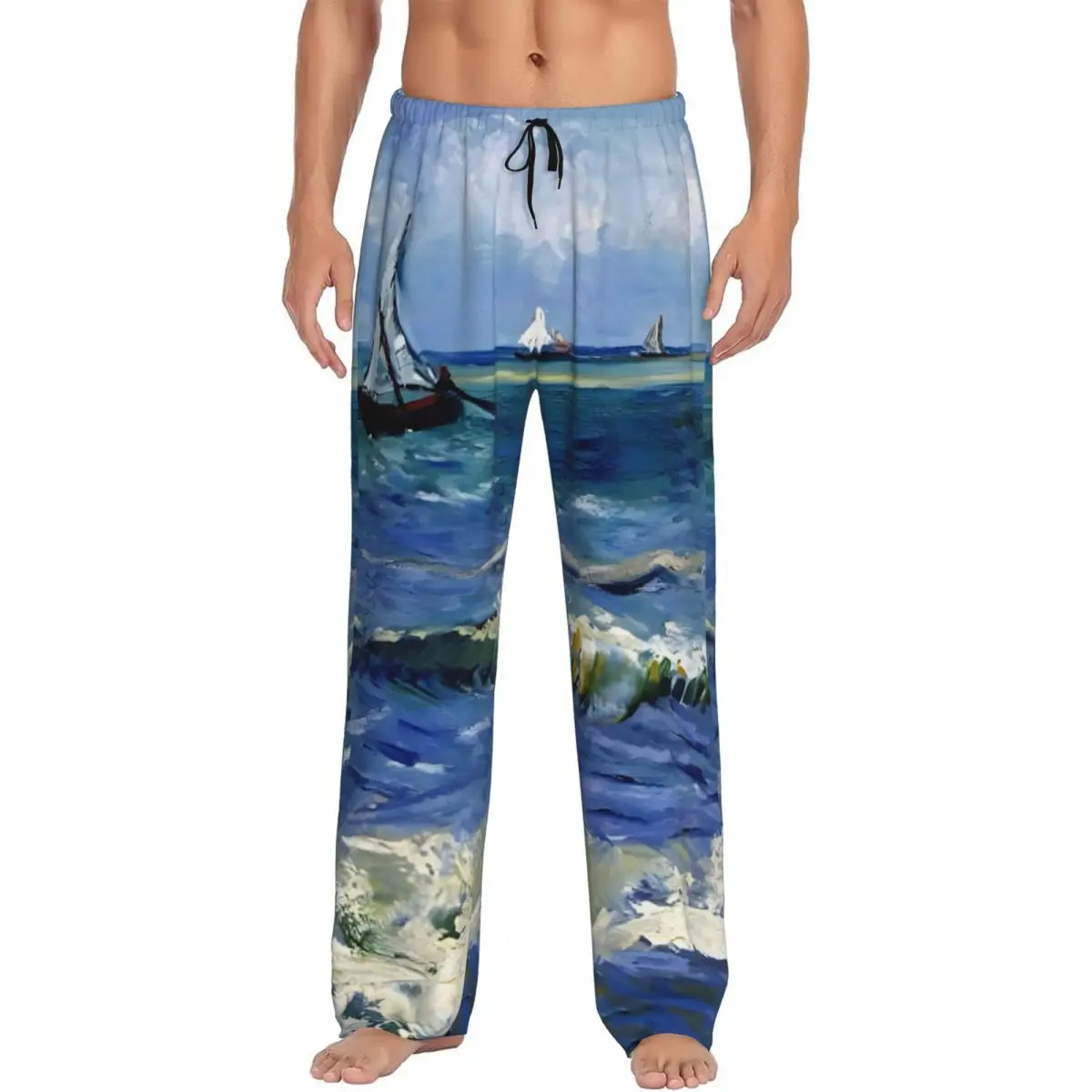 

Мужские пижамные брюки с индивидуальным дизайном Винсента Ван Гога, эластичный пояс, в стиле импрессионистов, для сна и отдыха, с карманами