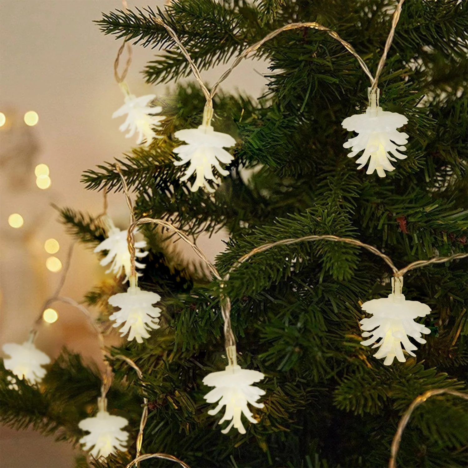 3M 20Led Pine Cone Fairy Lights Battery Powered Christmas Decoration Xmas Tree Decor Light String New Year Garland String Lights