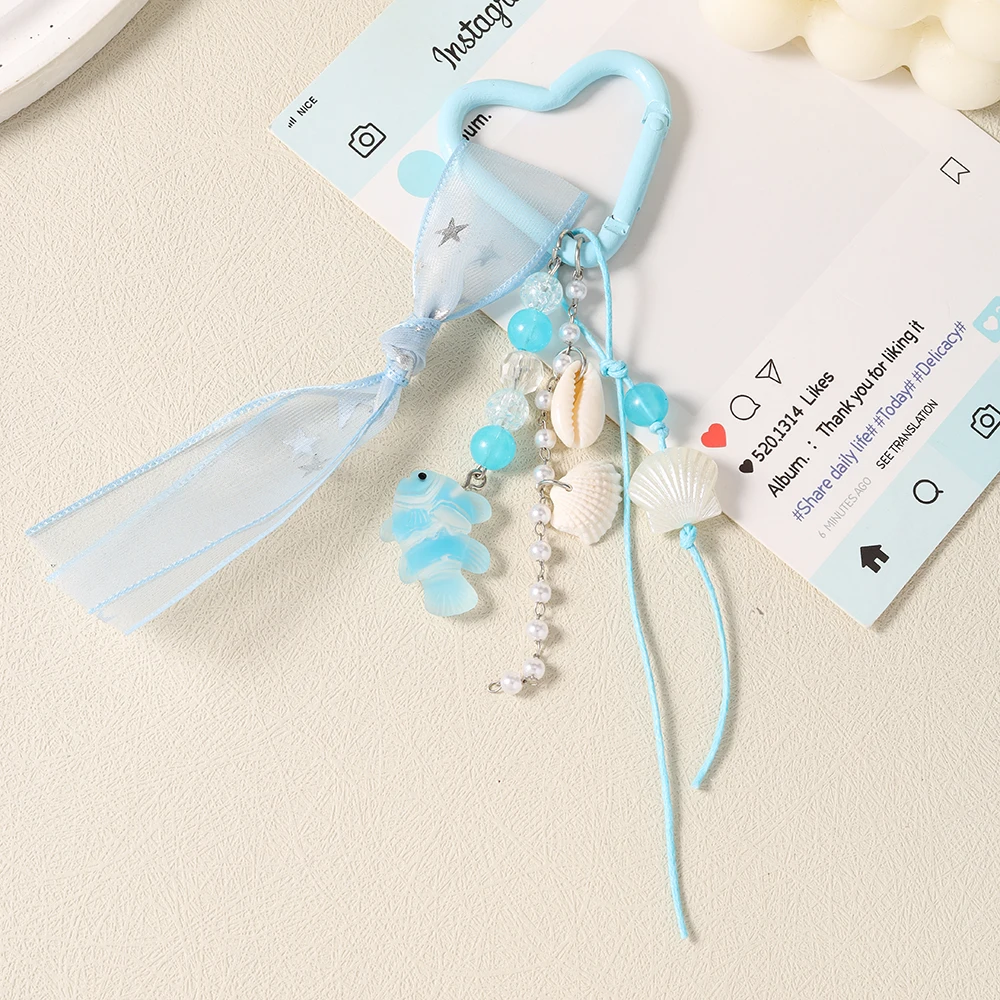 Aihua Fashion Strand-Muschel-Fisch-Seestern-Anhänger Schlüsselanhänger Hübsche Satin-Taschen-Charms Handtaschen-Rucksack-Hosen-Dekoration Geschenke – Detail 5