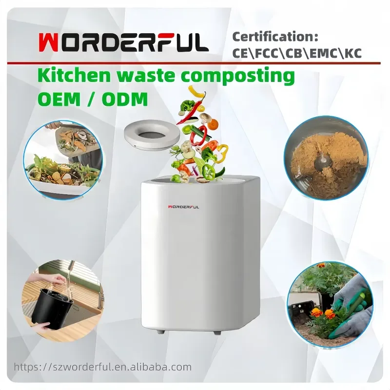 2.5L Smart Food Waste Composter Kitchen Garbage Disposal Machine Odorless Auto Cleaning Magnetic Lid Home Garden Organic