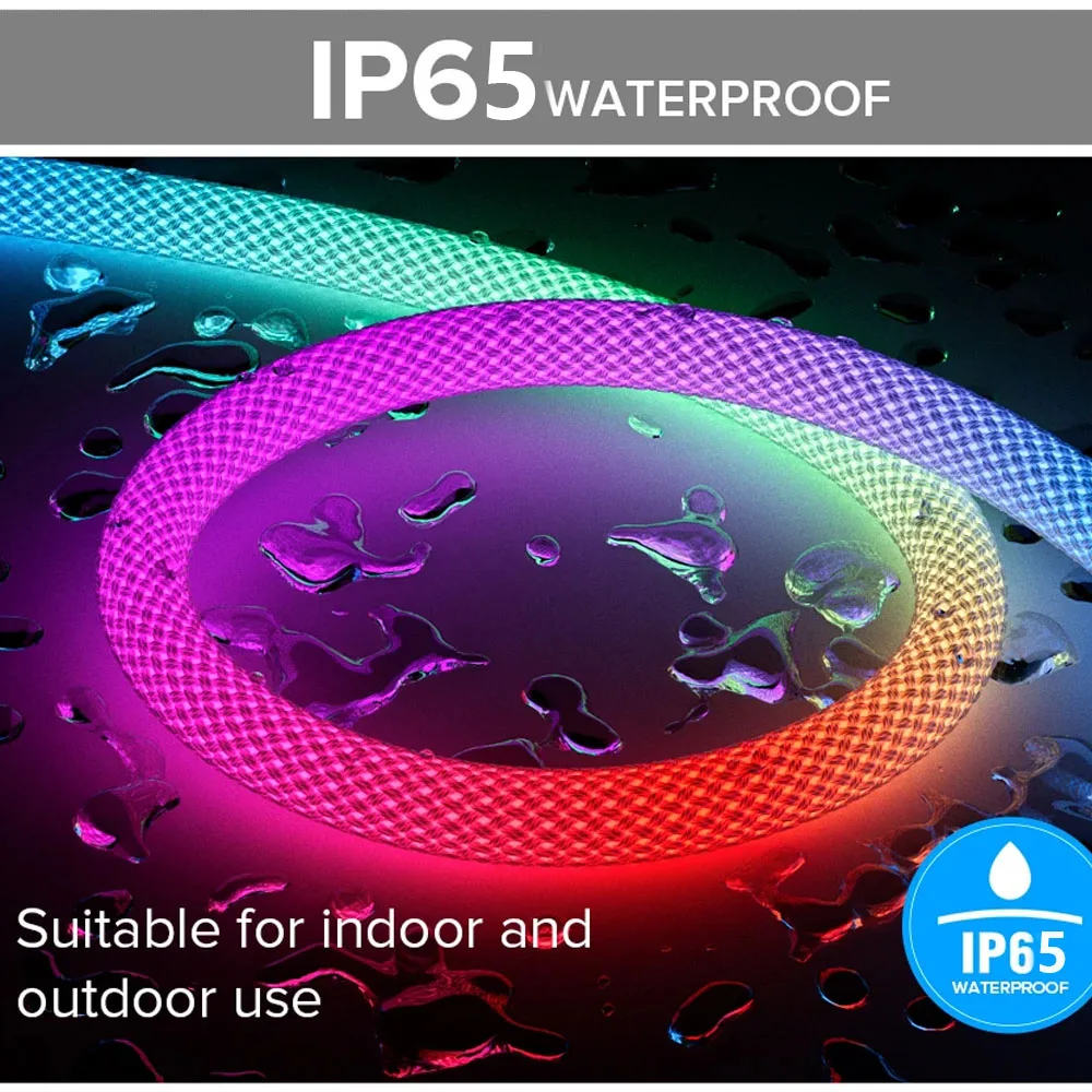 WS2812B WS2811 Round Reticulate Pattern Neon LED Strip 50Leds/m 360 Degree Smart RGBIC Flexible Silicone Light Tape IP67 DC5V