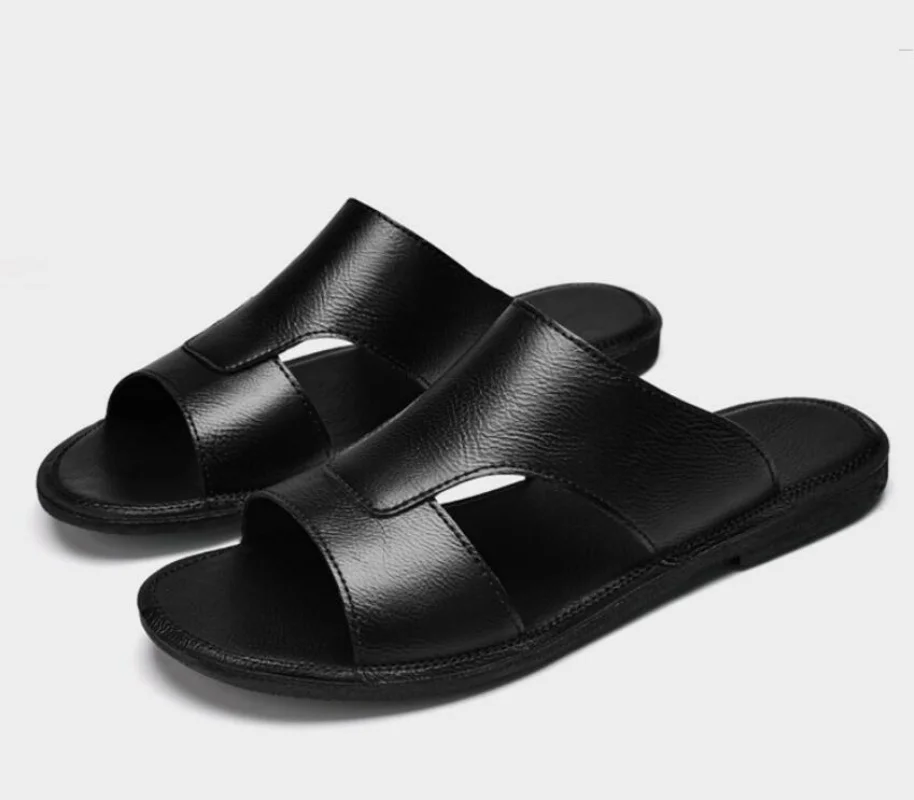 

Leisure Walking Sandals Men's Summer Peep-toe Flats Youth Beach Slippers Non-slip Male Half Drag Ultra-light Soft-Soled Slides