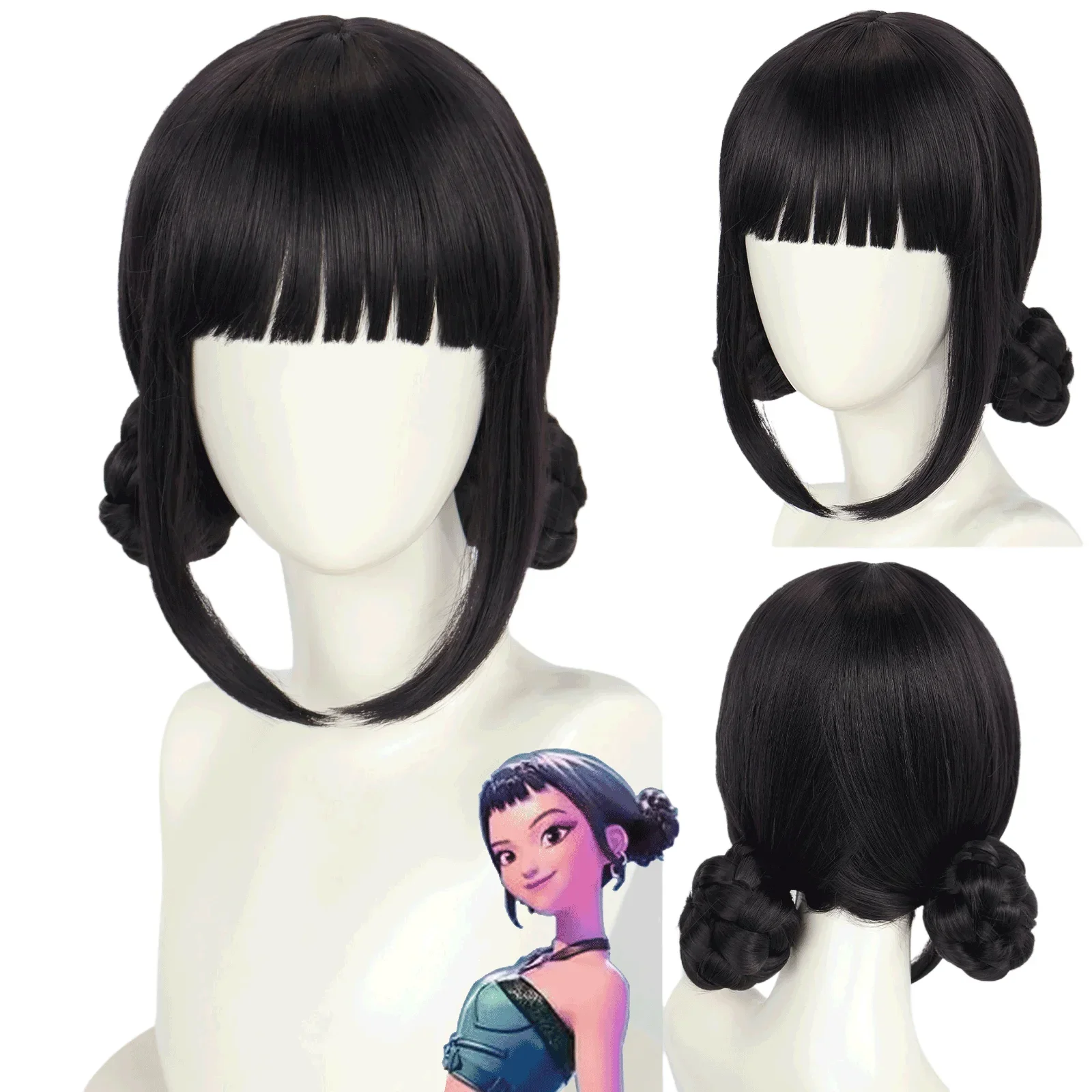 2026 Halloween Rumi Cosplay Wig from Demon Hunters - Long Straight Hair Anime Accessory for Women, Perfect for Zoey & Mira