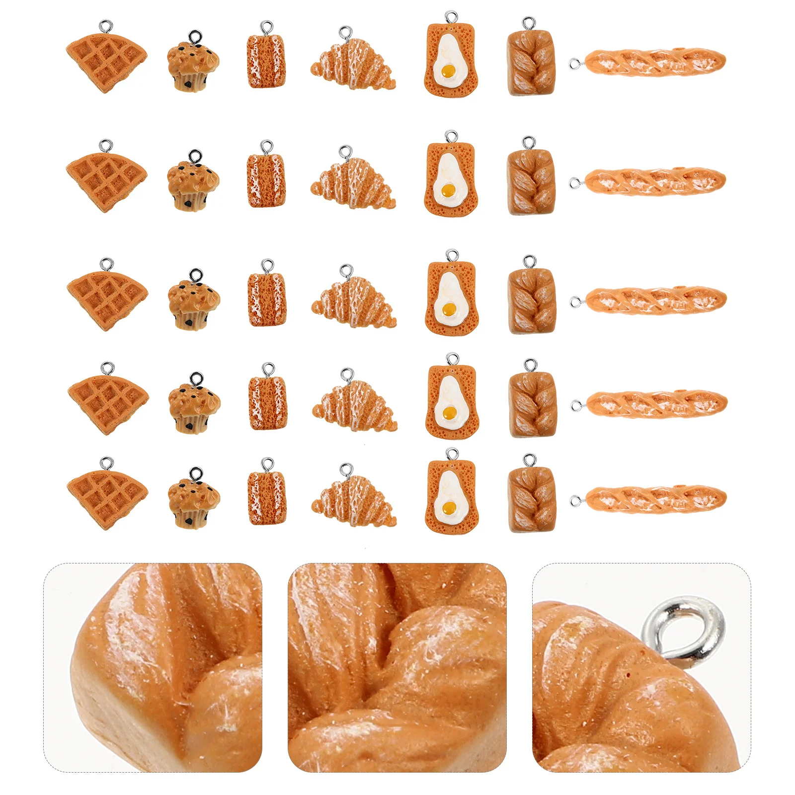 

50Pcs Bake Cake Bread Pendant Creative Design DIY Jewelry Charm Semi-Finished Pendant Accessories for Necklace Bracelet