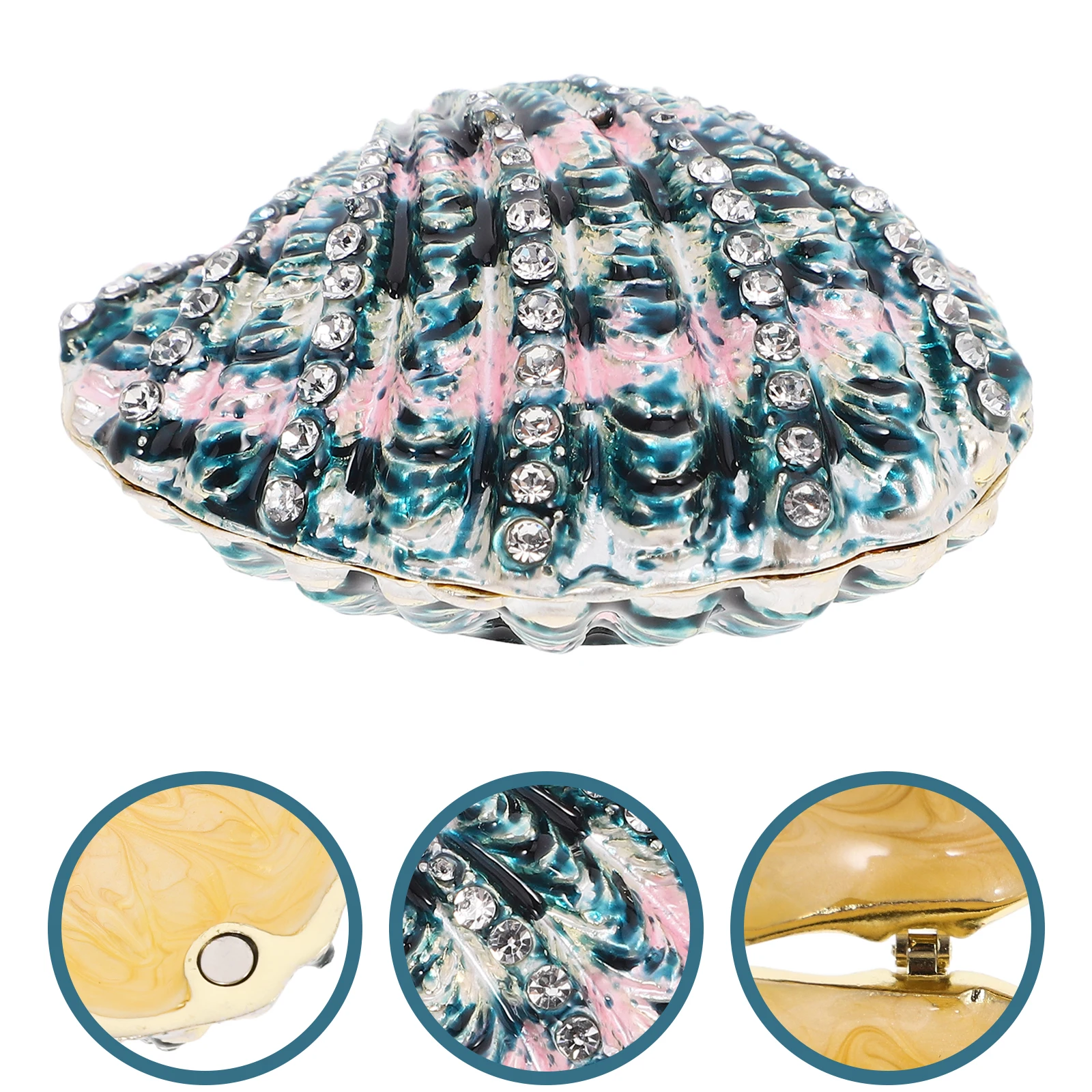 

Shell Jewelry Box Container Case Seashell Organiser Organizer Metal Earring Storage Holder