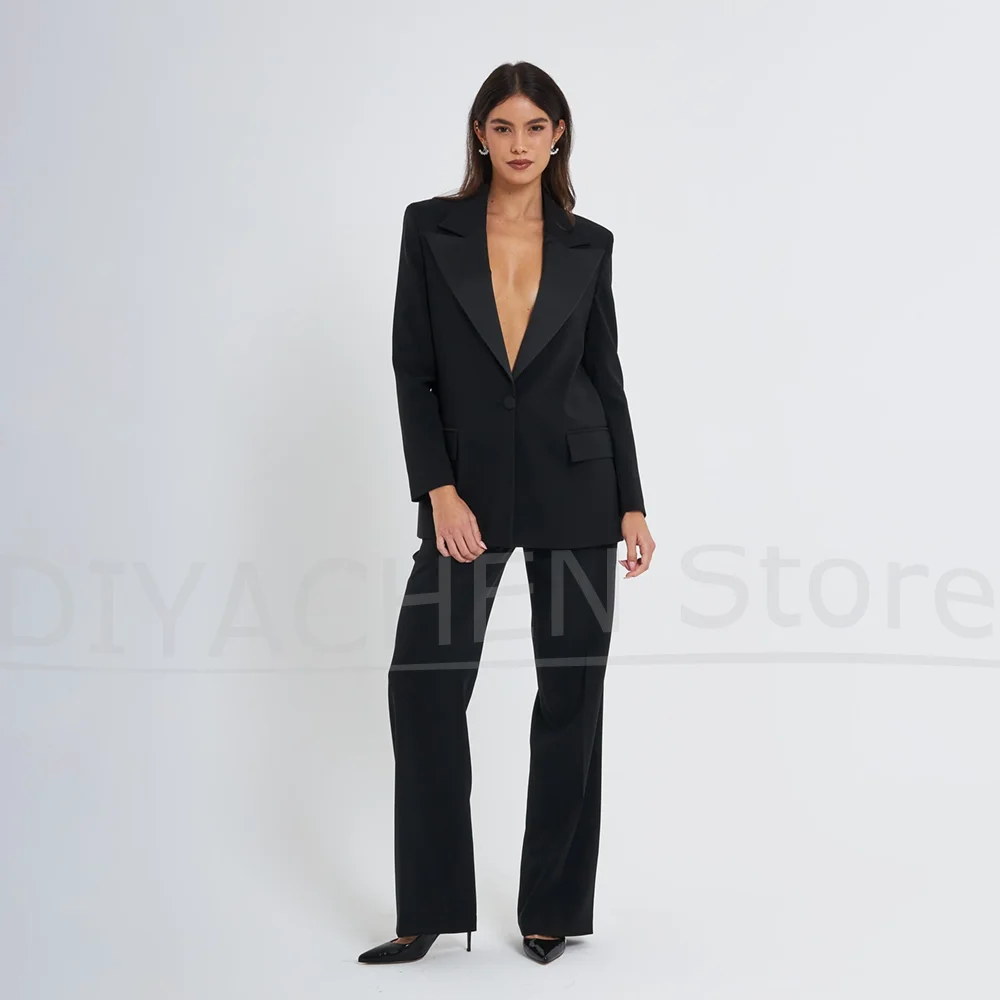 Women 2 Piece Suit Set Oversized Single Button Tuxedo Blazer And Pants Elegant Formal Office Party Wedding Ladies Outfit
