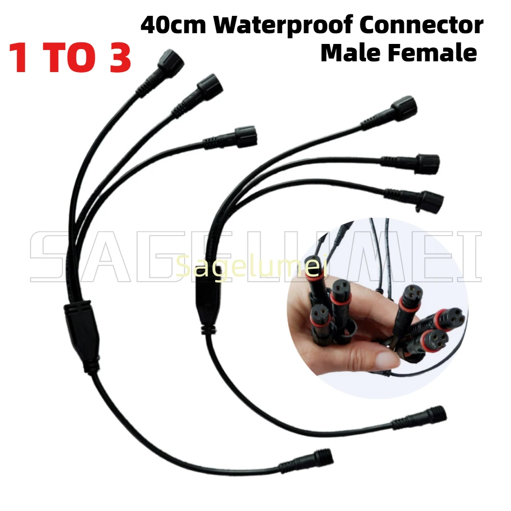 2/3Pin Multi-functional Waterproof Led Diversion Cable Connector Cable Outdoor LED Shunt Cord Black Diversion Cables for Light