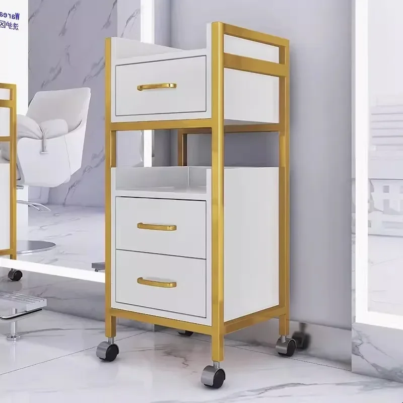 

Golden Salon Trolley Colorful Multi-storage Beauty Cosmetic Salon Furniture Barber Tools Rollwagen Carro Auxiliar Con Ruedas