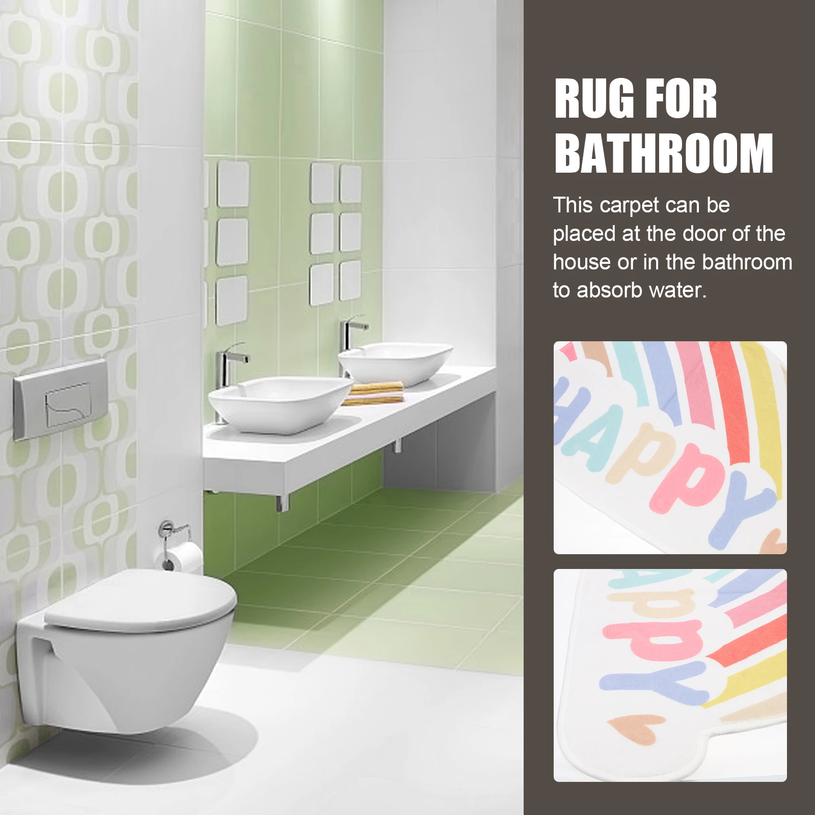 

Washable Area Rugs Bathroom Mat Floor Home Rainbow Doormat Cartoon Non Skid Indoor Polyester Water Absorption Door