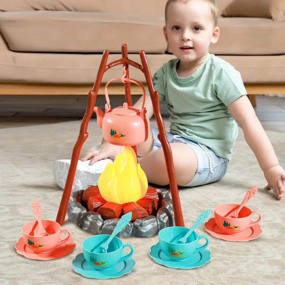 

Kids Pretend Play Campfire Toy Camping Tools Outdoor Campfire Playset for Toddlers Camping Playset Set Toys for Boys Girls Gift